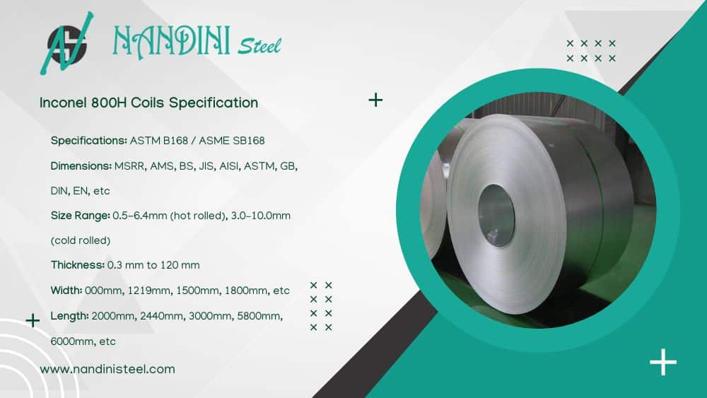 Inconel 800H Coils Specifications